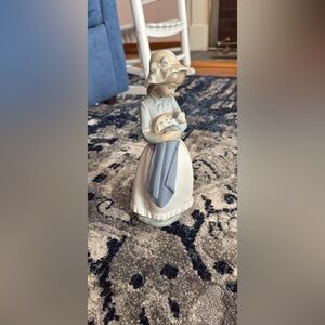 Lladro  Girl Figurine Holding Lamb with Blue Blanket